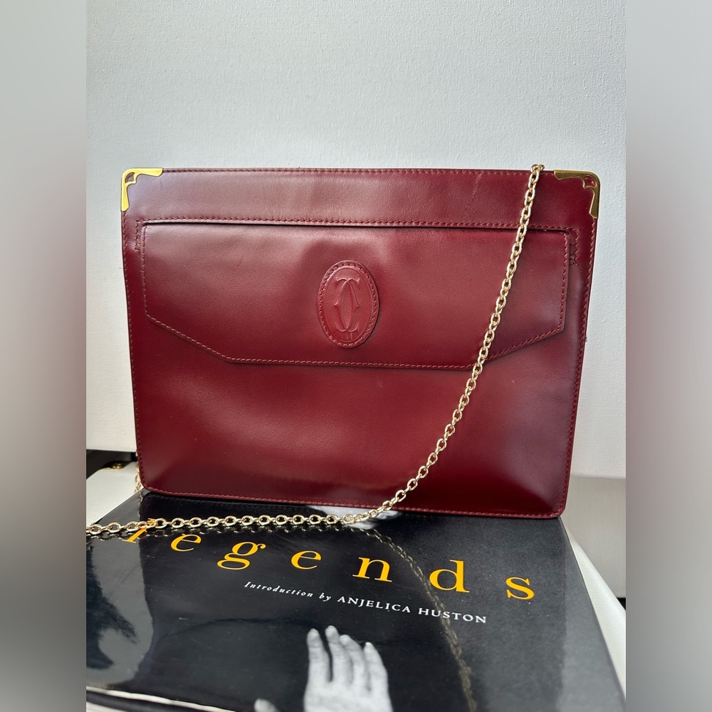 Cartier Vintage Bordeaux envelope Clutch leather bag - Picture 6 of 11